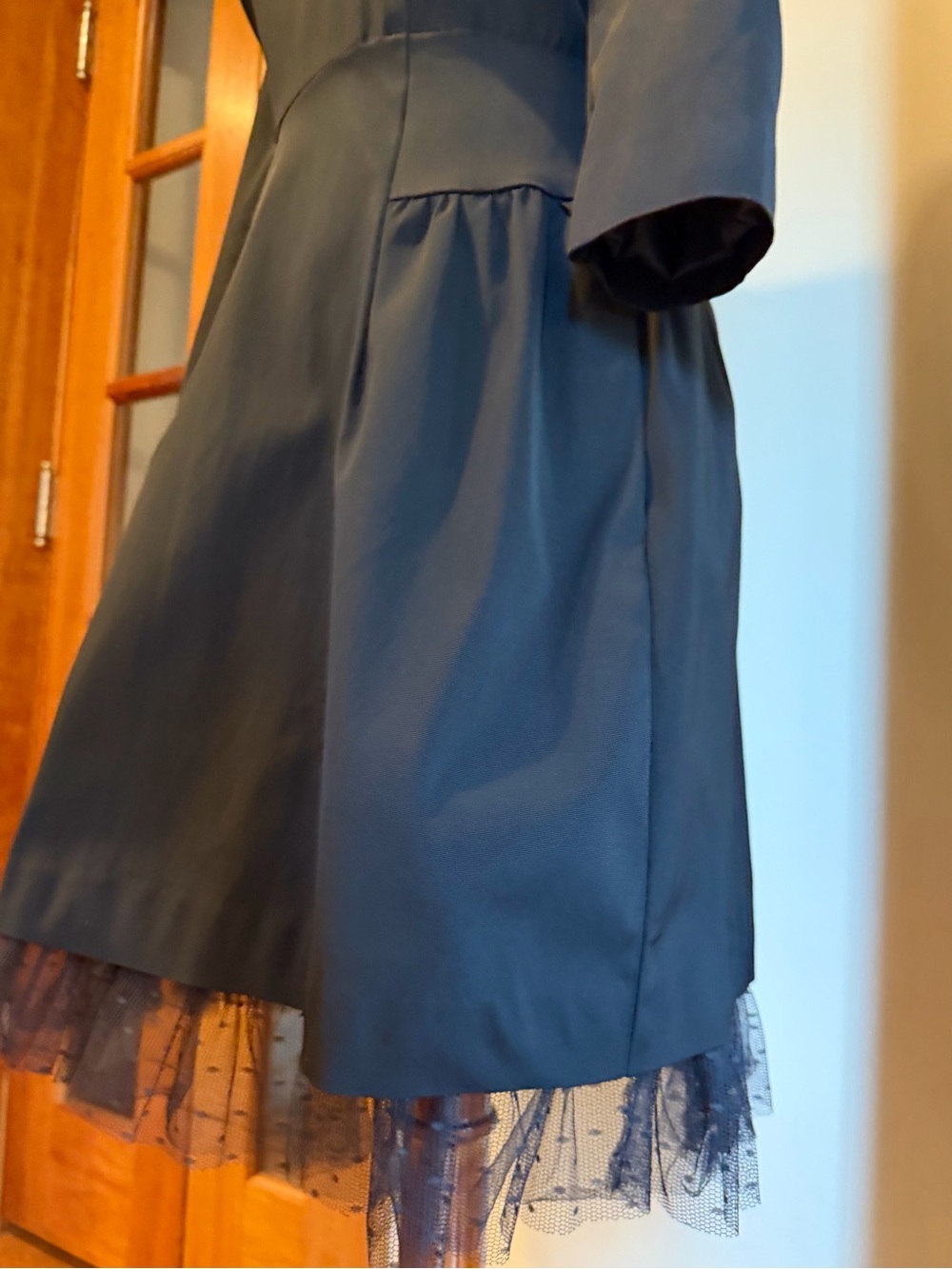 J. Crew Black Fit-and-Flare Mini Dress with Tulle Hem